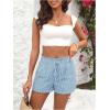 imageSweatyRocks Womens Striped Pattern Drawstring Waist Shorts Wide Leg Summer Shorts with PocketsLight Blue