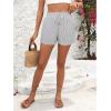imageSweatyRocks Womens Striped Pattern Drawstring Waist Shorts Wide Leg Summer Shorts with PocketsWhite