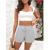 imageSweatyRocks Womens Striped Pattern Drawstring Waist Shorts Wide Leg Summer Shorts with PocketsWhite