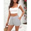 imageSweatyRocks Womens Striped Pattern Drawstring Waist Shorts Wide Leg Summer Shorts with PocketsWhite