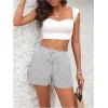 imageSweatyRocks Womens Striped Pattern Drawstring Waist Shorts Wide Leg Summer Shorts with PocketsWhite