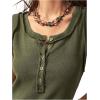 imageSweatyRocks Womens Tank Tops Casual Solid Color Button Front Sleeveless Shirts Henley Knit Tees BlousesArmy Green