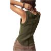 imageSweatyRocks Womens Tank Tops Casual Solid Color Button Front Sleeveless Shirts Henley Knit Tees BlousesArmy Green