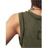 imageSweatyRocks Womens Tank Tops Casual Solid Color Button Front Sleeveless Shirts Henley Knit Tees BlousesArmy Green