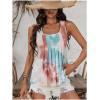 imageSweatyRocks Womens Tie Dye Square Neck Sleeveless Tank Top Casual Pleated Flared Ruffle Hem Cami