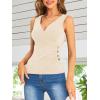 imageSweatyRocks Womens Wrap Ruched Tank Tops VNeck Solid Button Design Slim Fit Casual Holiday Summer Tee TopsApricot