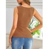 imageSweatyRocks Womens Wrap Ruched Tank Tops VNeck Solid Button Design Slim Fit Casual Holiday Summer Tee TopsBrown