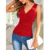 imageSweatyRocks Womens Wrap Ruched Tank Tops VNeck Solid Button Design Slim Fit Casual Holiday Summer Tee TopsRed