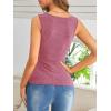 imageSweatyRocks Womens Wrap Ruched Tank Tops VNeck Solid Button Design Slim Fit Casual Holiday Summer Tee TopsRedwood