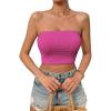 imageSweatyRocks Womens Casual Sleeveless Smocked Bandeau Top Strapless Slim Fit Crop Tube TopsHot Pink