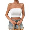 imageSweatyRocks Womens Casual Sleeveless Smocked Bandeau Top Strapless Slim Fit Crop Tube TopsWhite