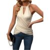 imageSweatyRocks Womens Ruched Cut Out Criss Cross Wrap Halter Top Sleeveless Cami Tank TopApricot