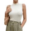 imageSweatyRocks Womens Sleeveless Mock Neck Top Stretchy Slim Fit Rib Basic Tank TopsWhite