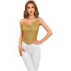 imageSweatyRocks Womens Sleeveless Sparkle Sequin Cami Crop Top Spaghetti Strap Party TopsPure Gold