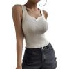 imageSweatyRocks Womens Sleeveless Sweetheart Neck Tank Top Casual Basic Slim Fit Ribbed Knit TopsApricot