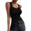 imageSweatyRocks Womens Sleeveless Sweetheart Neck Tank Top Casual Basic Slim Fit Ribbed Knit TopsBlack