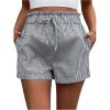 imageSweatyRocks Womens Striped Pattern Drawstring Waist Shorts Wide Leg Summer Shorts with PocketsBlack and White