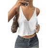 imageSweatyRocks Womens Tank Tops V Neck Sleeveless Casual Summer Loose Crop Cami TopsWhite
