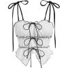 imageSweatyRocks Womens Tie Front Bow Knot Tank Contrast Trim Asymmetrical Hem Cami TopsWhite