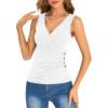 imageSweatyRocks Womens Wrap Ruched Tank Tops VNeck Solid Button Design Slim Fit Casual Holiday Summer Tee TopsWhite