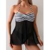 imageSweatyRocks Womens 2 Piece Bathing Suit Striped Twist Front Halter Bikini Sets Tie Back Mesh Slit Hem Triangle SwimsuitBlack and White