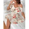 imageSweatyRocks Womens Boho Floral Print Short Sleeve Cold Shoulder Cami Dress Ruffle Hem Short DressesBeige