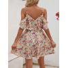 imageSweatyRocks Womens Boho Floral Print Short Sleeve Cold Shoulder Cami Dress Ruffle Hem Short DressesMulticolor