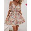 imageSweatyRocks Womens Boho Floral Print Short Sleeve Cold Shoulder Cami Dress Ruffle Hem Short DressesMulticolor
