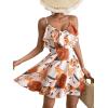 imageSweatyRocks Womens Boho Floral Print Short Sleeve Cold Shoulder Cami Dress Ruffle Hem Short DressesWhite and Orange