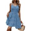 imageSweatyRocks Womens Boho Floral Print Spaghetti Strap Cami Dress Casual Flare Short DressesBlue