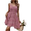 imageSweatyRocks Womens Boho Floral Print Spaghetti Strap Cami Dress Casual Flare Short DressesBurgundy