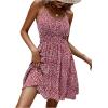 imageSweatyRocks Womens Boho Floral Print Spaghetti Strap Cami Dress Casual Flare Short DressesBurgundy