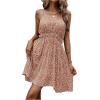 imageSweatyRocks Womens Boho Floral Print Spaghetti Strap Cami Dress Casual Flare Short DressesOrange