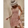 imageSweatyRocks Womens Boho Floral Print Spaghetti Strap Cami Dress Casual Flare Short DressesOrange
