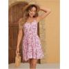imageSweatyRocks Womens Boho Floral Print Spaghetti Strap Cami Dress Casual Flare Short DressesPink Floral