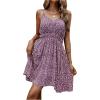 imageSweatyRocks Womens Boho Floral Print Spaghetti Strap Cami Dress Casual Flare Short DressesPurple