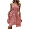 imageSweatyRocks Womens Boho Floral Print Spaghetti Strap Cami Dress Casual Flare Short DressesRose Red