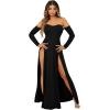 imageSweatyRocks Womens Elegant Off Shoulder Double High Slit Long Sleeve Dress A Line Maxi DressesBlack