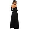 imageSweatyRocks Womens Elegant Off Shoulder Double High Slit Long Sleeve Dress A Line Maxi DressesBlack