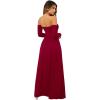 imageSweatyRocks Womens Elegant Off Shoulder Double High Slit Long Sleeve Dress A Line Maxi DressesBurgundy