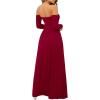 imageSweatyRocks Womens Elegant Off Shoulder Double High Slit Long Sleeve Dress A Line Maxi DressesBurgundy