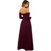 imageSweatyRocks Womens Elegant Off Shoulder Double High Slit Long Sleeve Dress A Line Maxi DressesMaroon