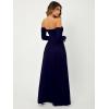 imageSweatyRocks Womens Elegant Off Shoulder Double High Slit Long Sleeve Dress A Line Maxi DressesNavy Blue