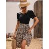 imageSweatyRocks Womens Graphic Short Sleeve Belted Mini Dress A Line Flared Skater DressesBeige Leopard Black
