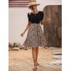 imageSweatyRocks Womens Graphic Short Sleeve Belted Mini Dress A Line Flared Skater DressesBeige Leopard Black