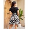 imageSweatyRocks Womens Graphic Short Sleeve Belted Mini Dress A Line Flared Skater DressesBeige Stripe