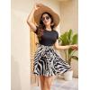 imageSweatyRocks Womens Graphic Short Sleeve Belted Mini Dress A Line Flared Skater DressesBeige Stripe