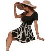 imageSweatyRocks Womens Graphic Short Sleeve Belted Mini Dress A Line Flared Skater DressesBlack Beige