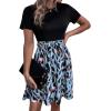 imageSweatyRocks Womens Graphic Short Sleeve Belted Mini Dress A Line Flared Skater DressesBlack Blue