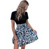 imageSweatyRocks Womens Graphic Short Sleeve Belted Mini Dress A Line Flared Skater DressesBlack Blue